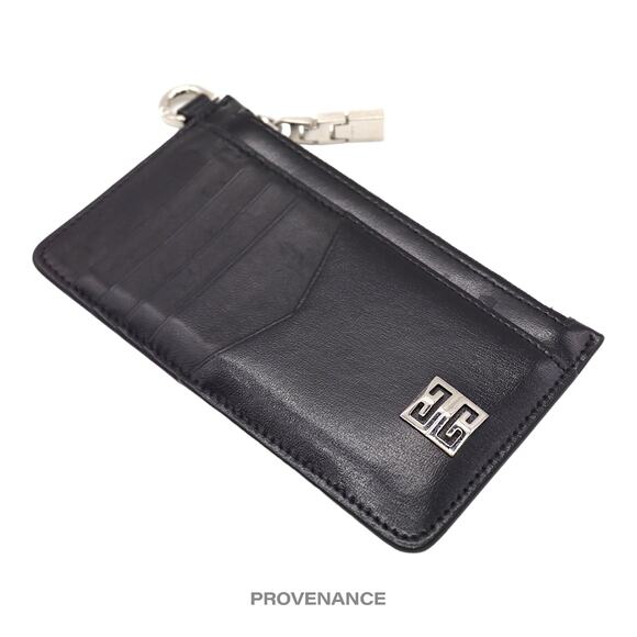 🔴 Givenchy 4G Logo Zip Card Holder Wallet - Black Leather - Picture 6 of 7